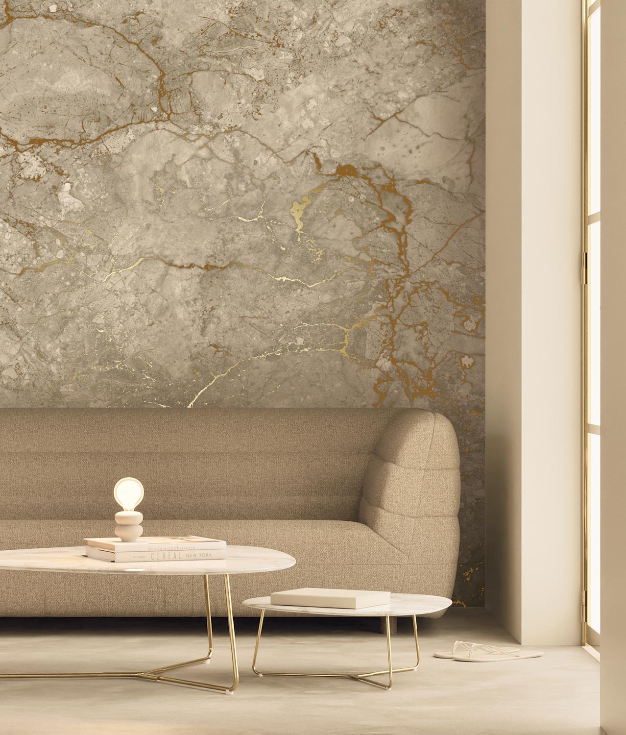 Goud marmer behang door Frans Uyterlinde, FU-065, Interieur