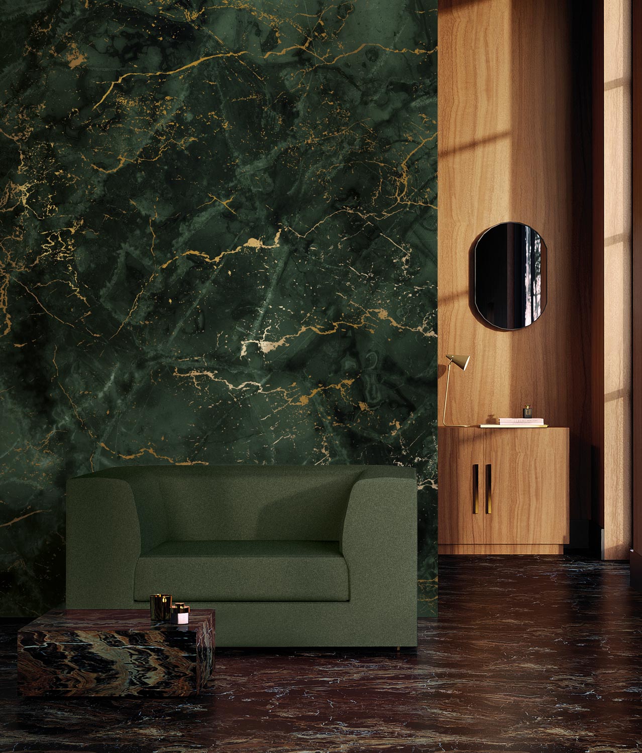 Goud marmer behang door Frans Uyterlinde, WP-069, Interieur