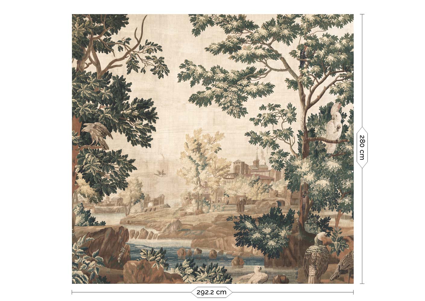 Landscape Tapestries, behang van vintage wandkleed, WP-782, 6 Baans