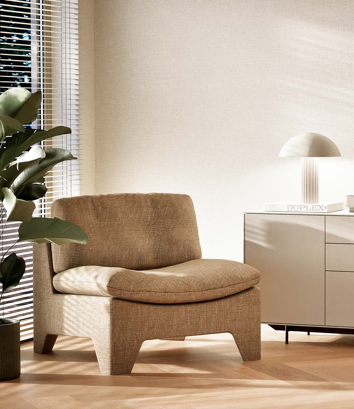 Behang linnen look Natural Chique, Manhattan, 53 x 1000 cm, Interieur 3