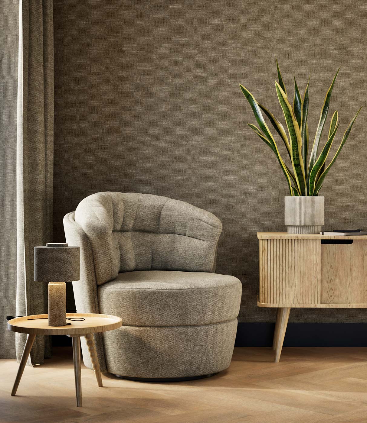 Behang linnen look Natural Chique, New Jersey, 53 x 1000 cm, Interieur 5