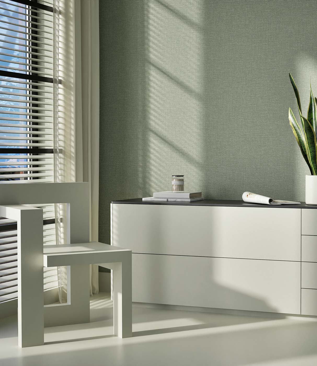 Behang linnen look Natural Chique, Queens, 53 x 1000 cm, Interieur 4