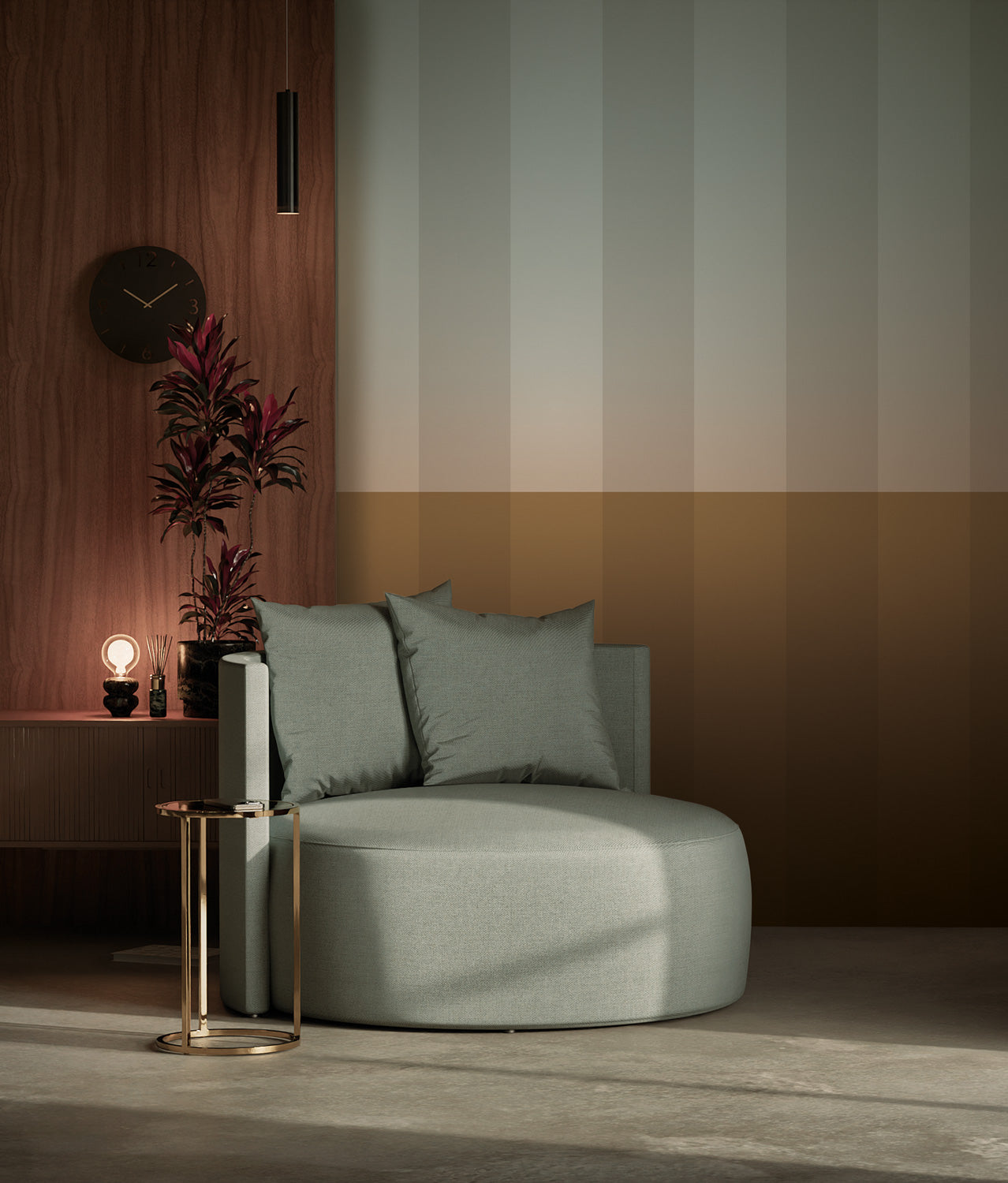 Gradient Stripes, Strepen behang door Frans Uyterlinde, 97,4 x 280 cm, FU-022, Interieur 2
