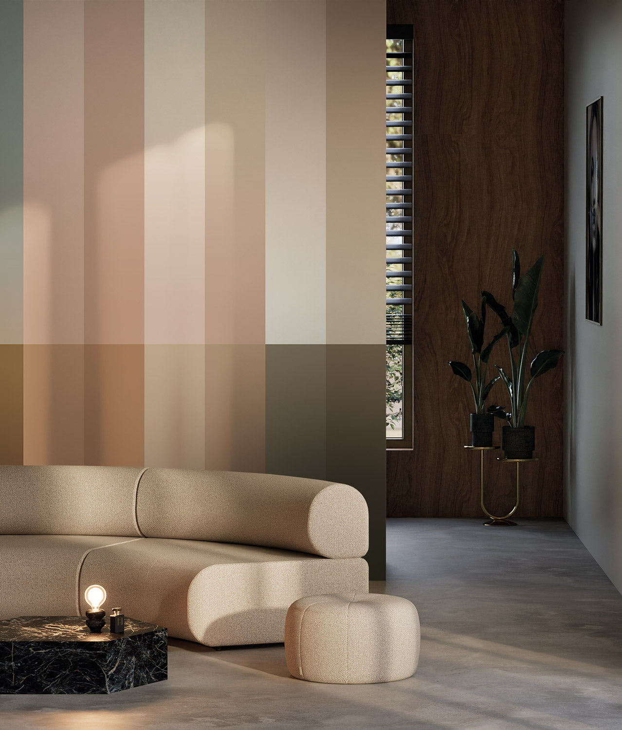 Gradient Stripes Multicolor, Strepen behang door Frans Uyterlinde, FU-024, Interieur 2