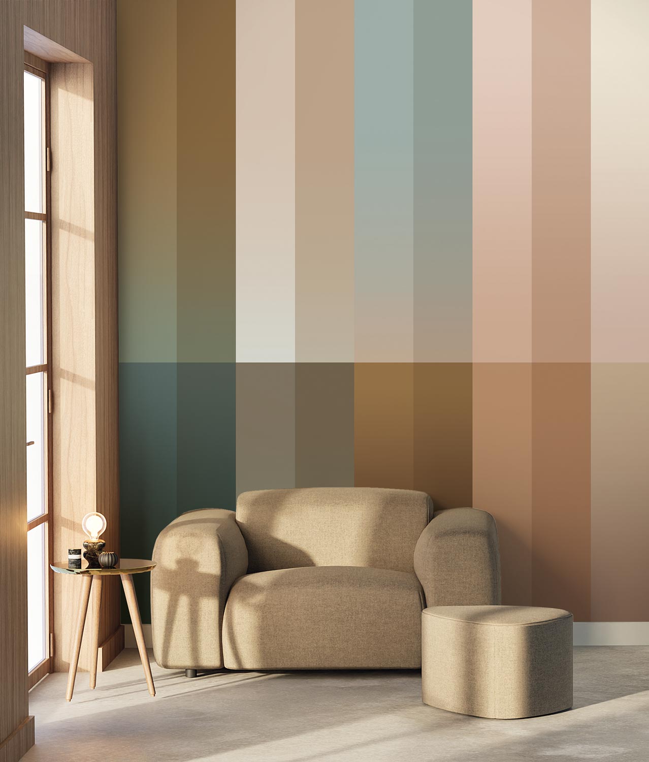 Gradient Stripes Multicolor, Strepen behang door Frans Uyterlinde, FU-024, Interieur 3
