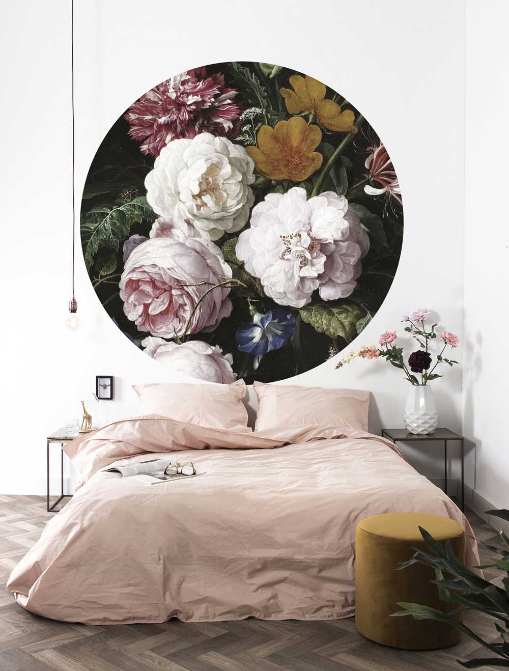Wallpaper Circle Golden Age Flowers
