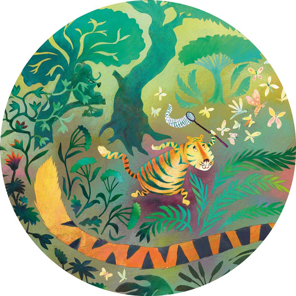 Wallpaper Circle Hunting Tiger