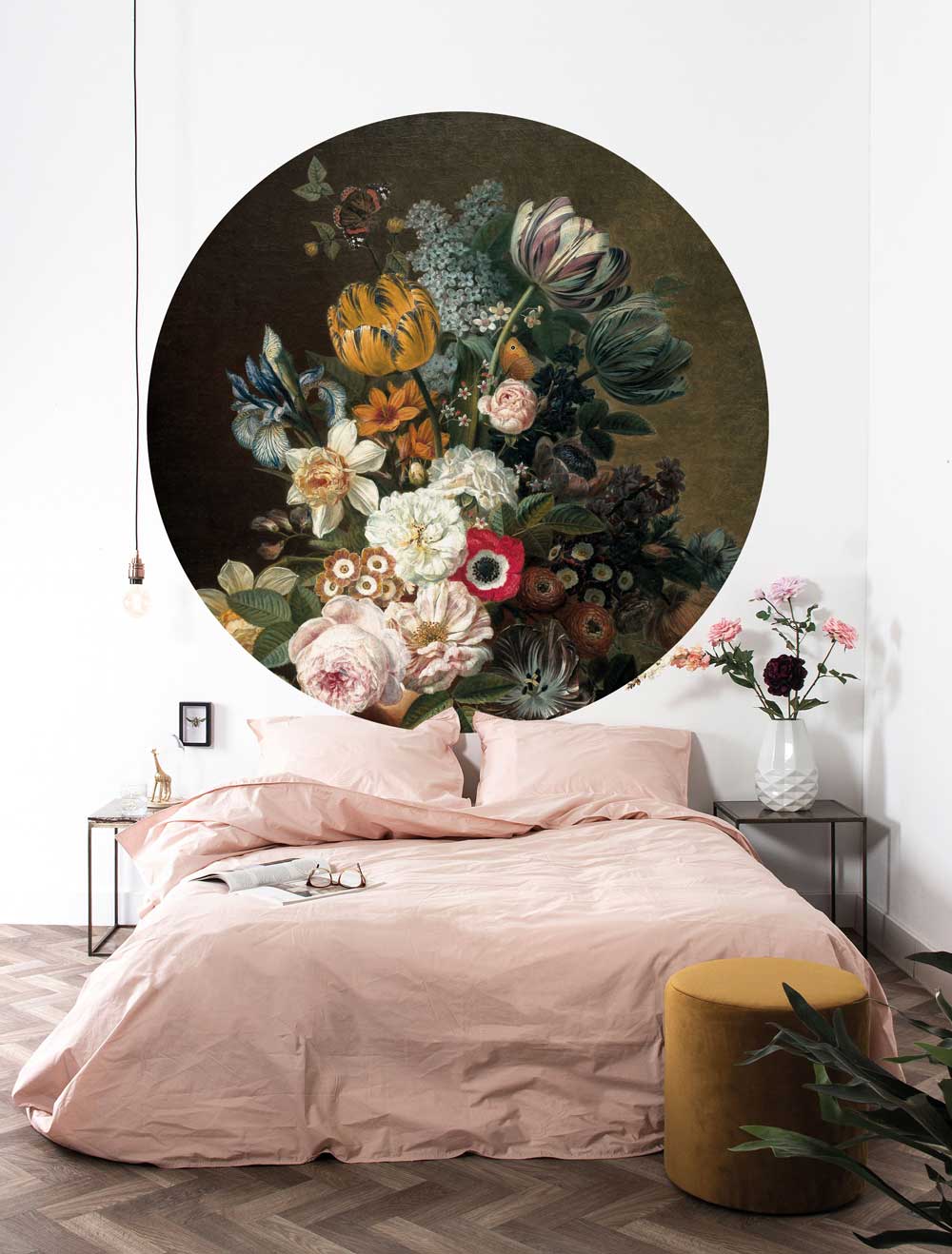 Wallpaper Circle Golden Age Flowers