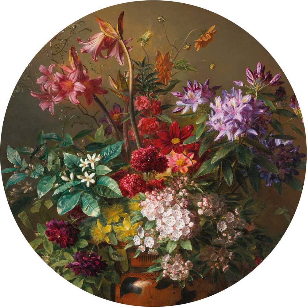 Wallpaper Circle Golden Age Flowers