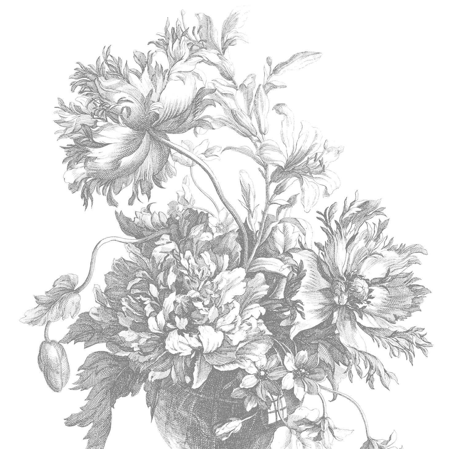Blumentapete Engraved Flowers