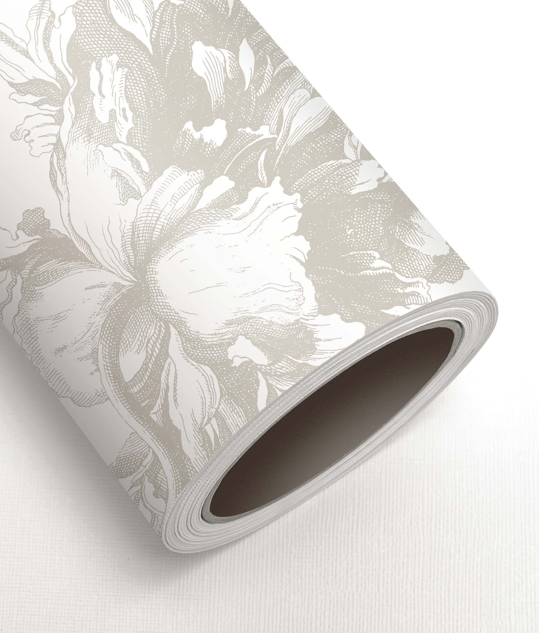 Engraved Flowers, Floral wallpaper by Frans Uyterlinde, Grey
