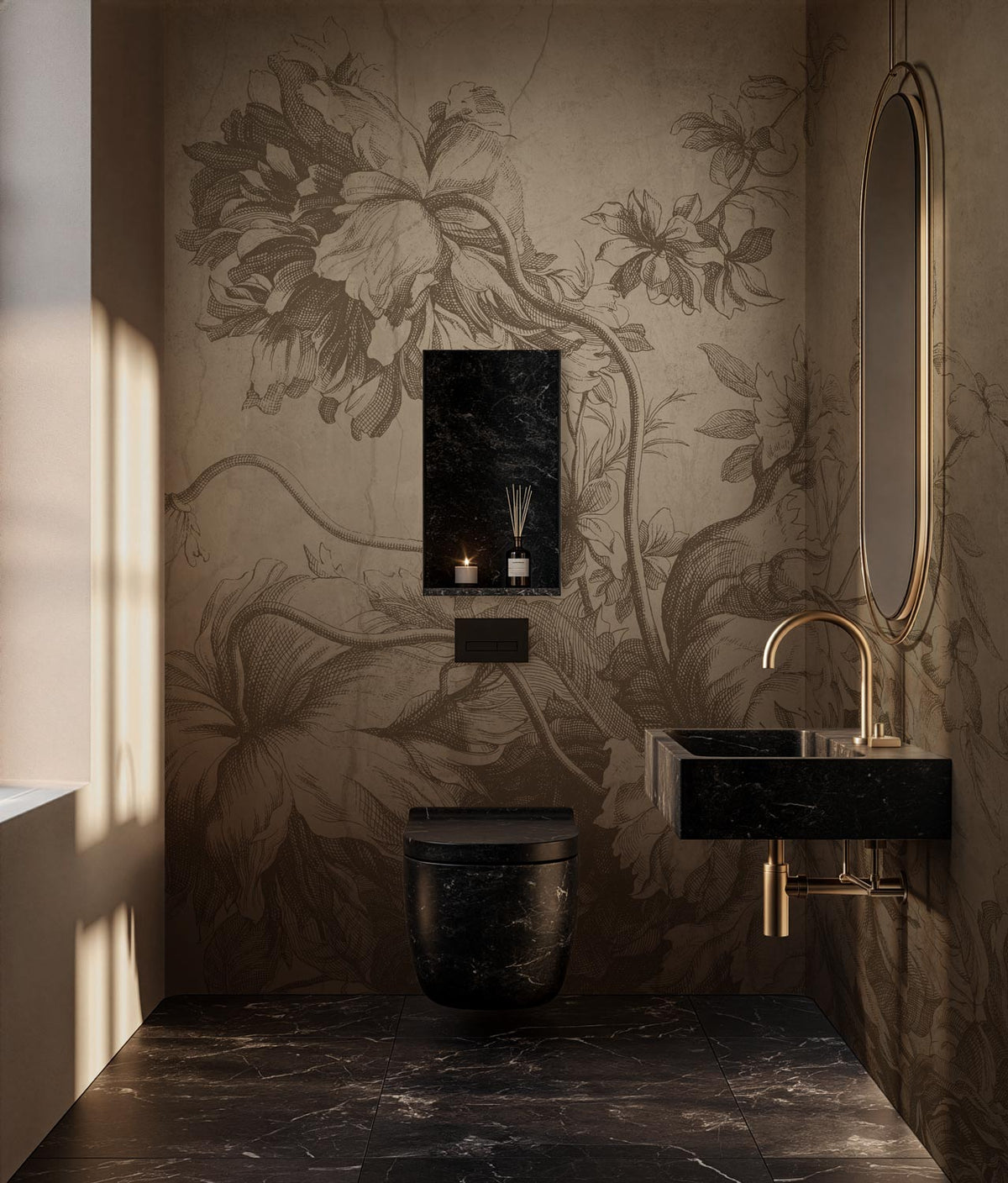 Gradient Flowers, Floral wallpaper by Frans Uyterlinde, Beige