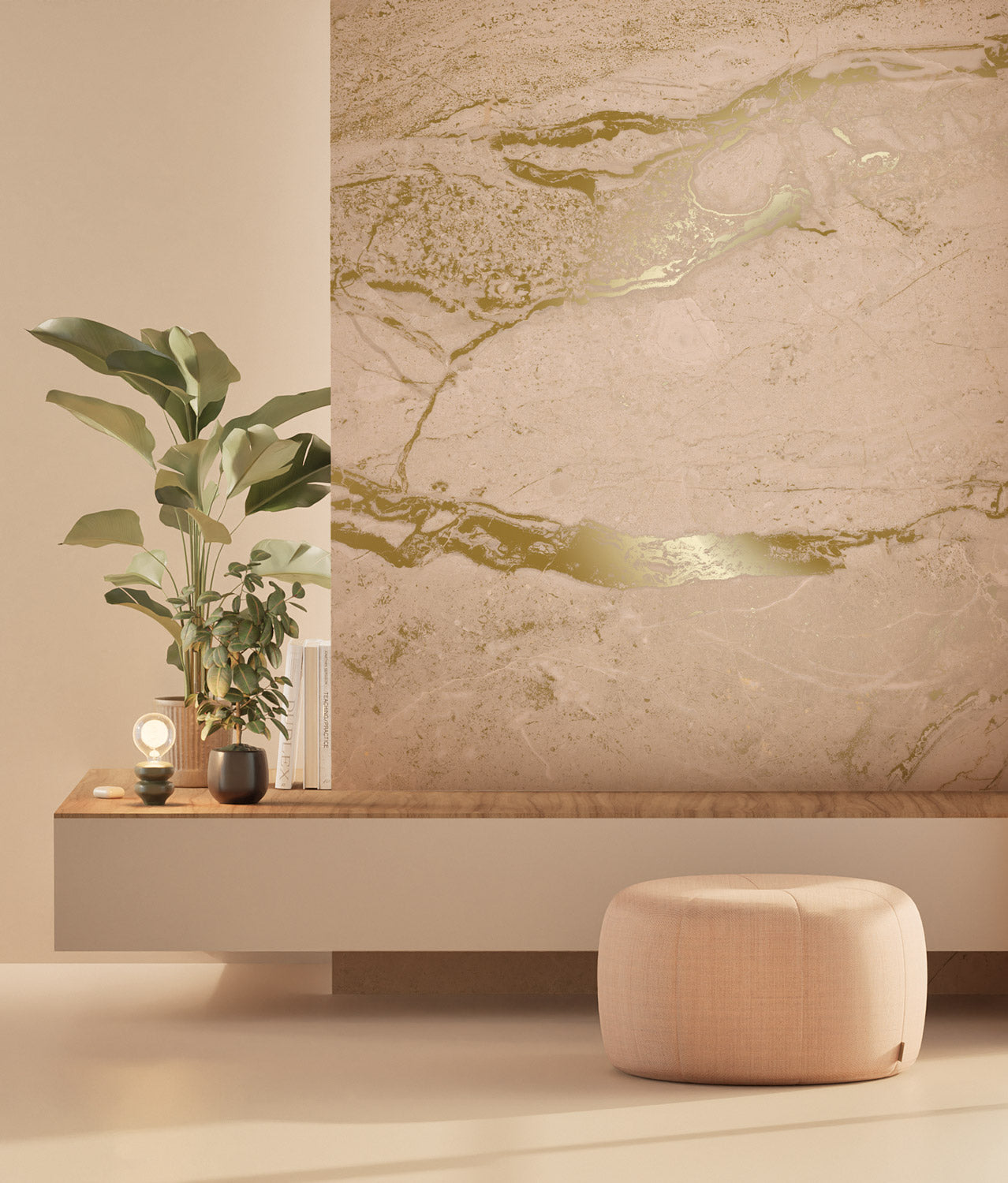 Marble wallpaper by Frans Uyterlinde, Gold/Nude