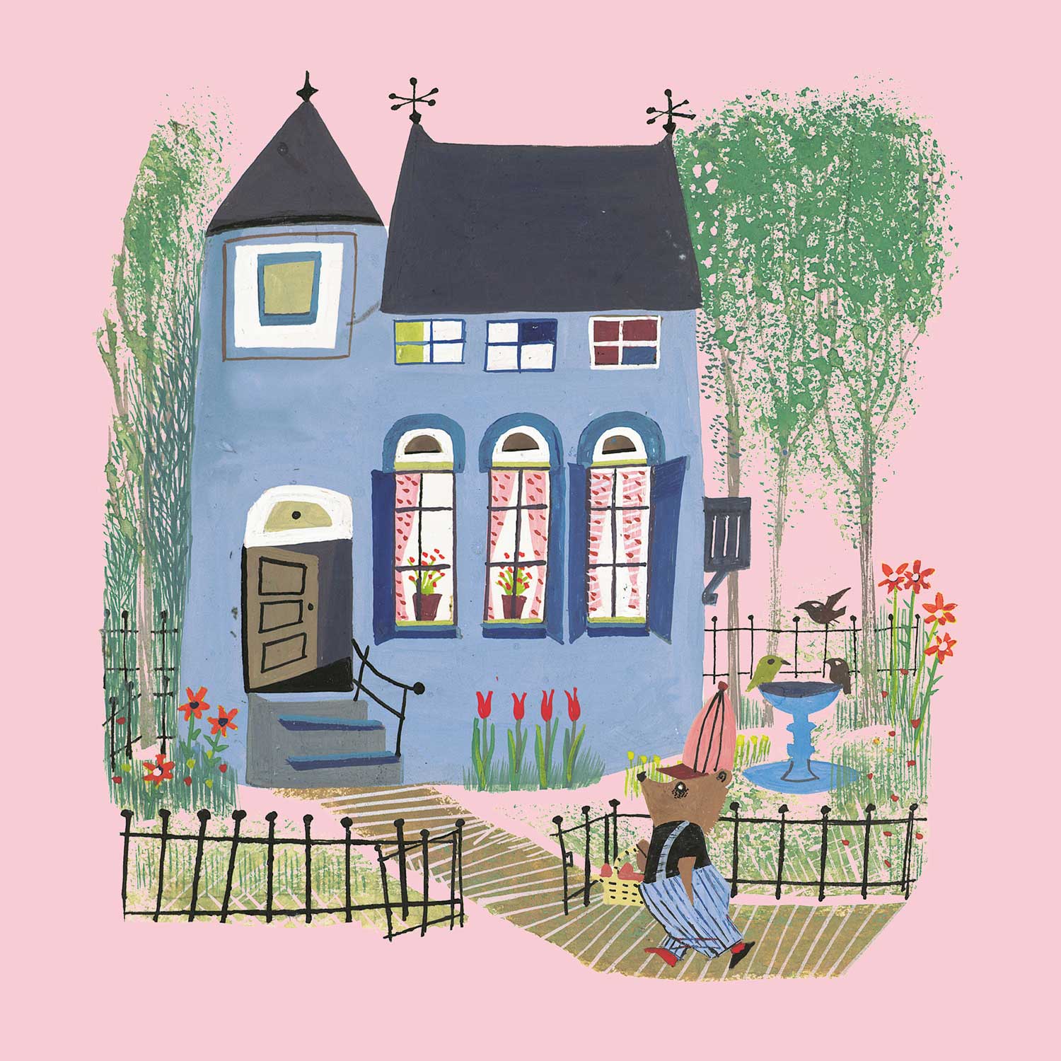 Papier peint photo Fiep Westendorp Bear with Blue House