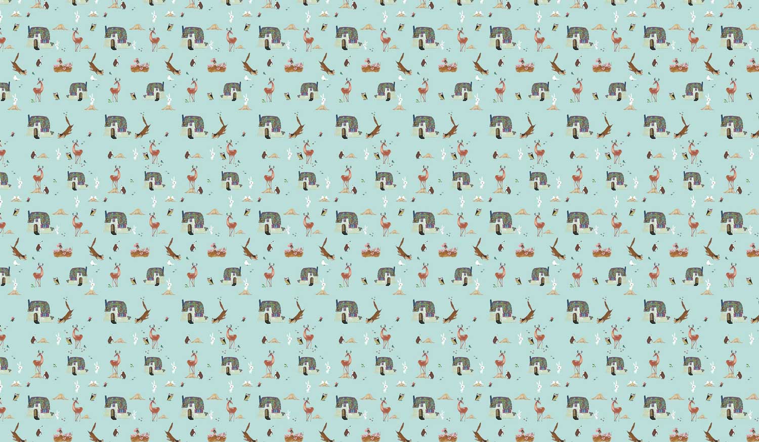 Kindertapete Fiep Westendorp Forest Animals, Mint, 97.4 x 280 cm
