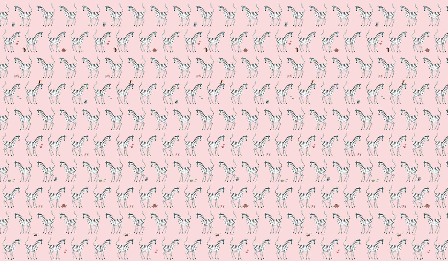 Kindertapete Fiep Westendorp Zebra, Rosa, 97.4 x 280 cm