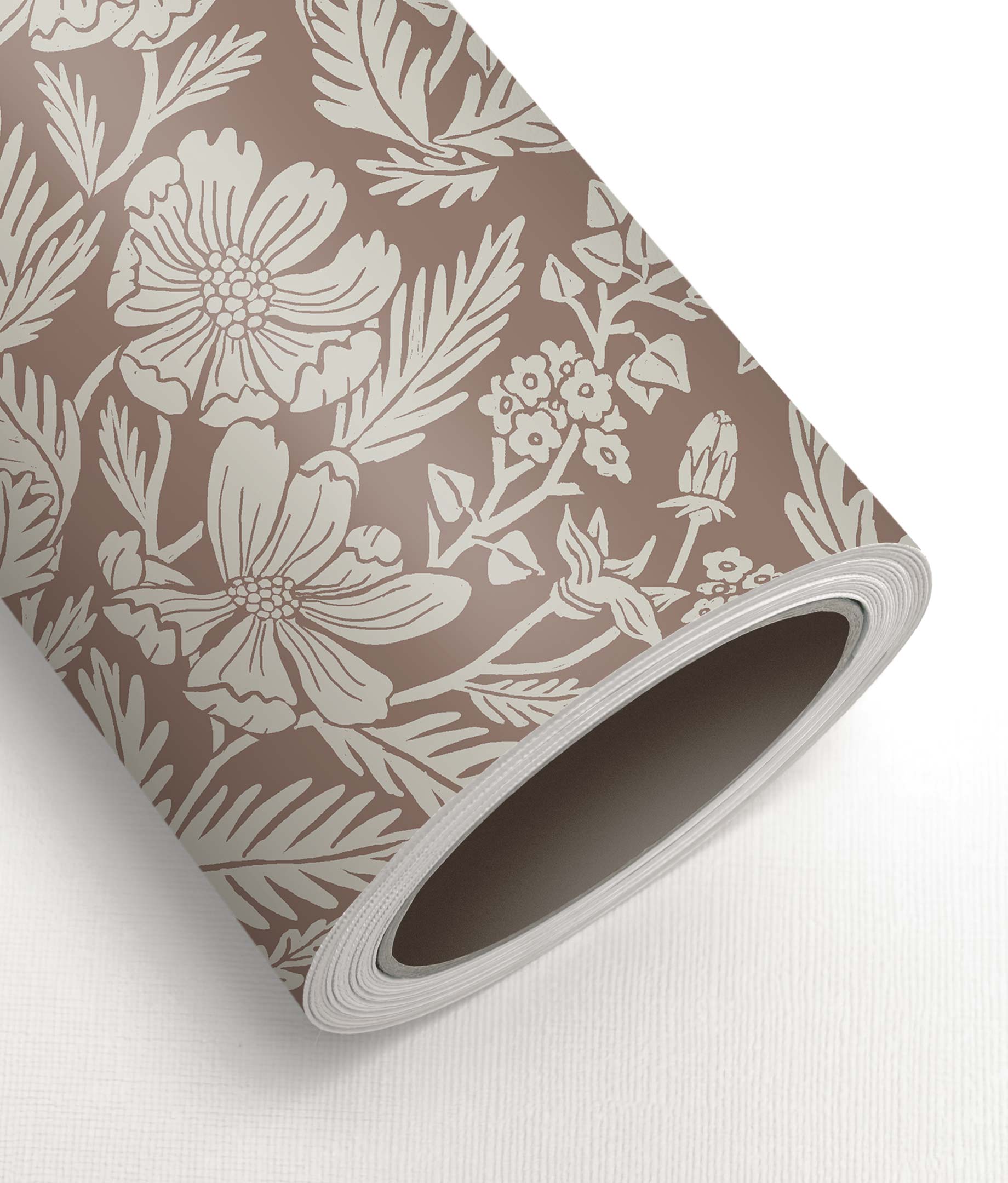 Wallpaper with hand-drawn floral pattern by Floor Rieder, Nude, 100 x 280 cm