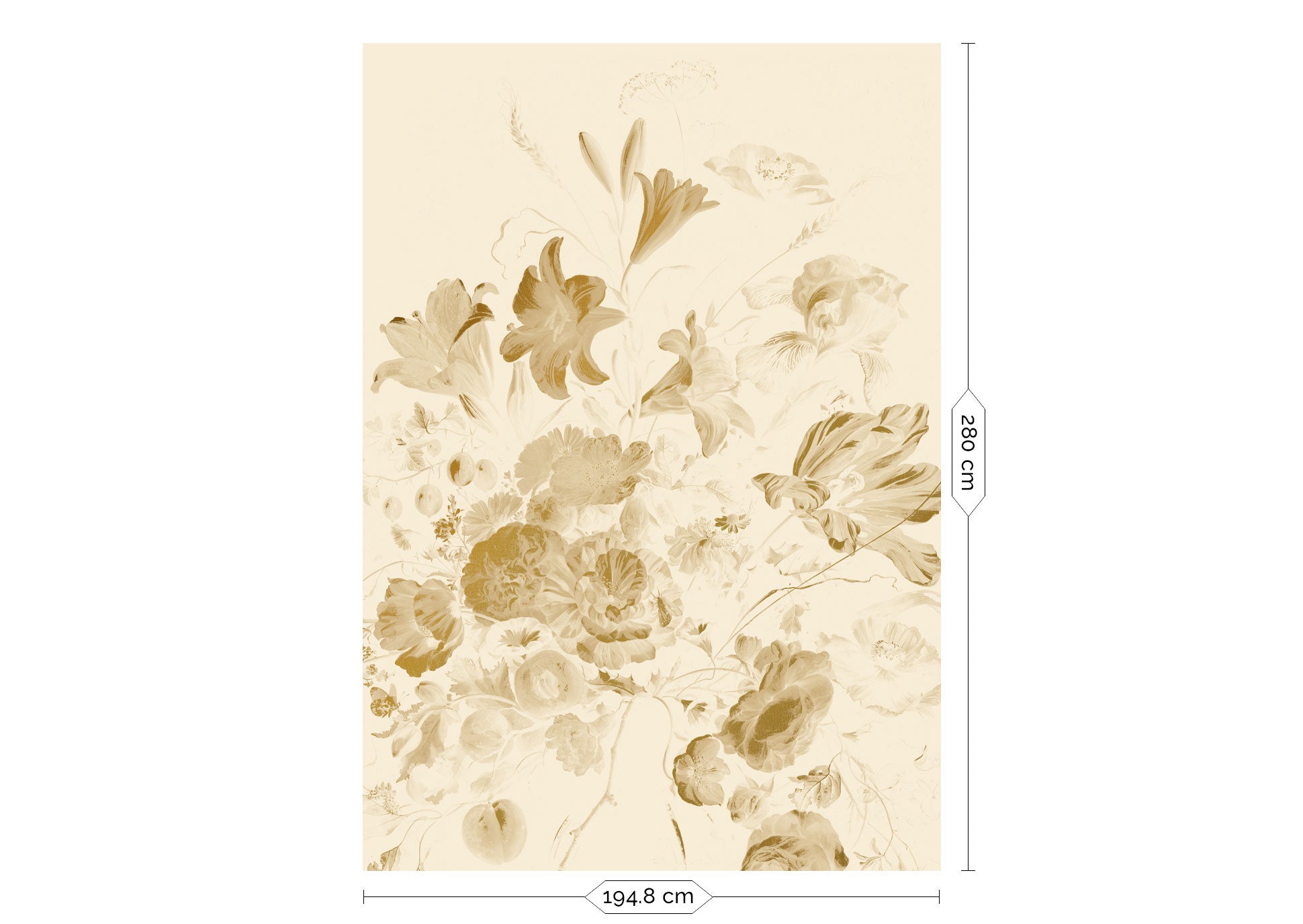 Blumentapete mit Gold, Golden Age Flowers, Gold/Beige