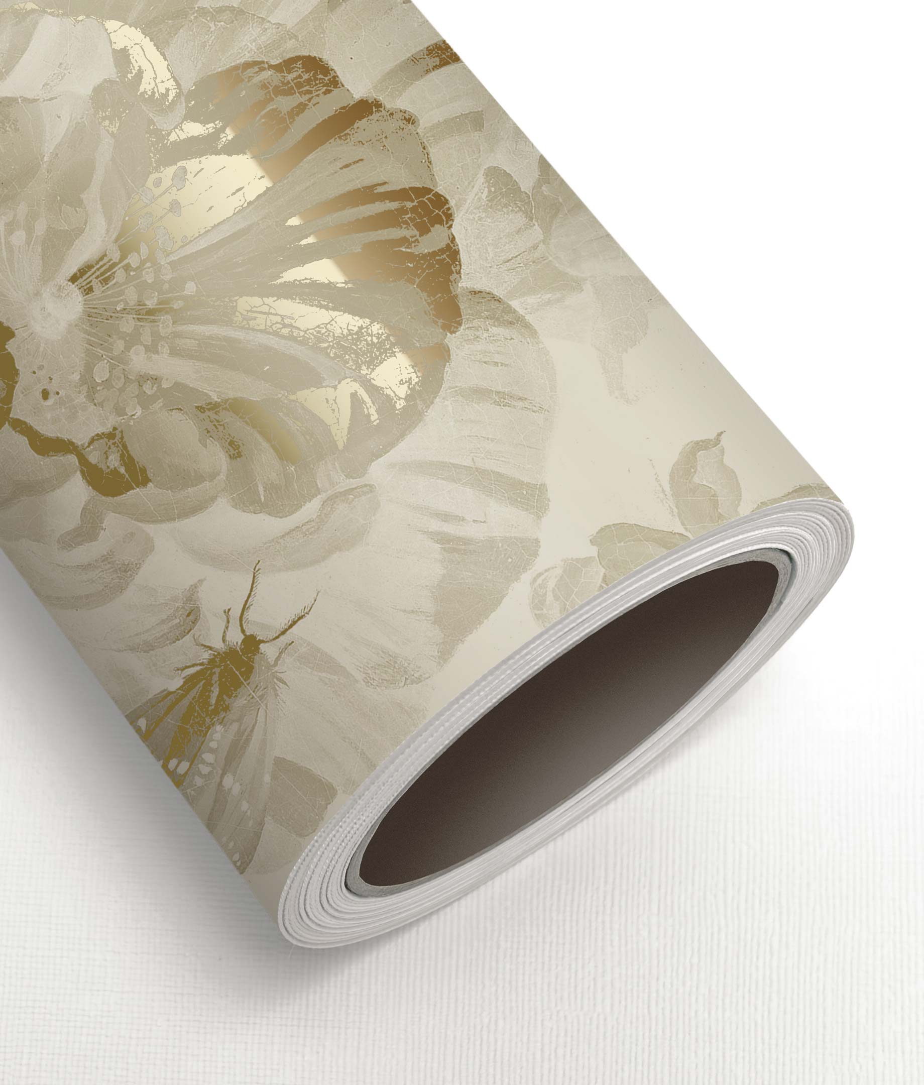 Blumentapete mit Gold, Golden Age Flowers, Gold/Sand