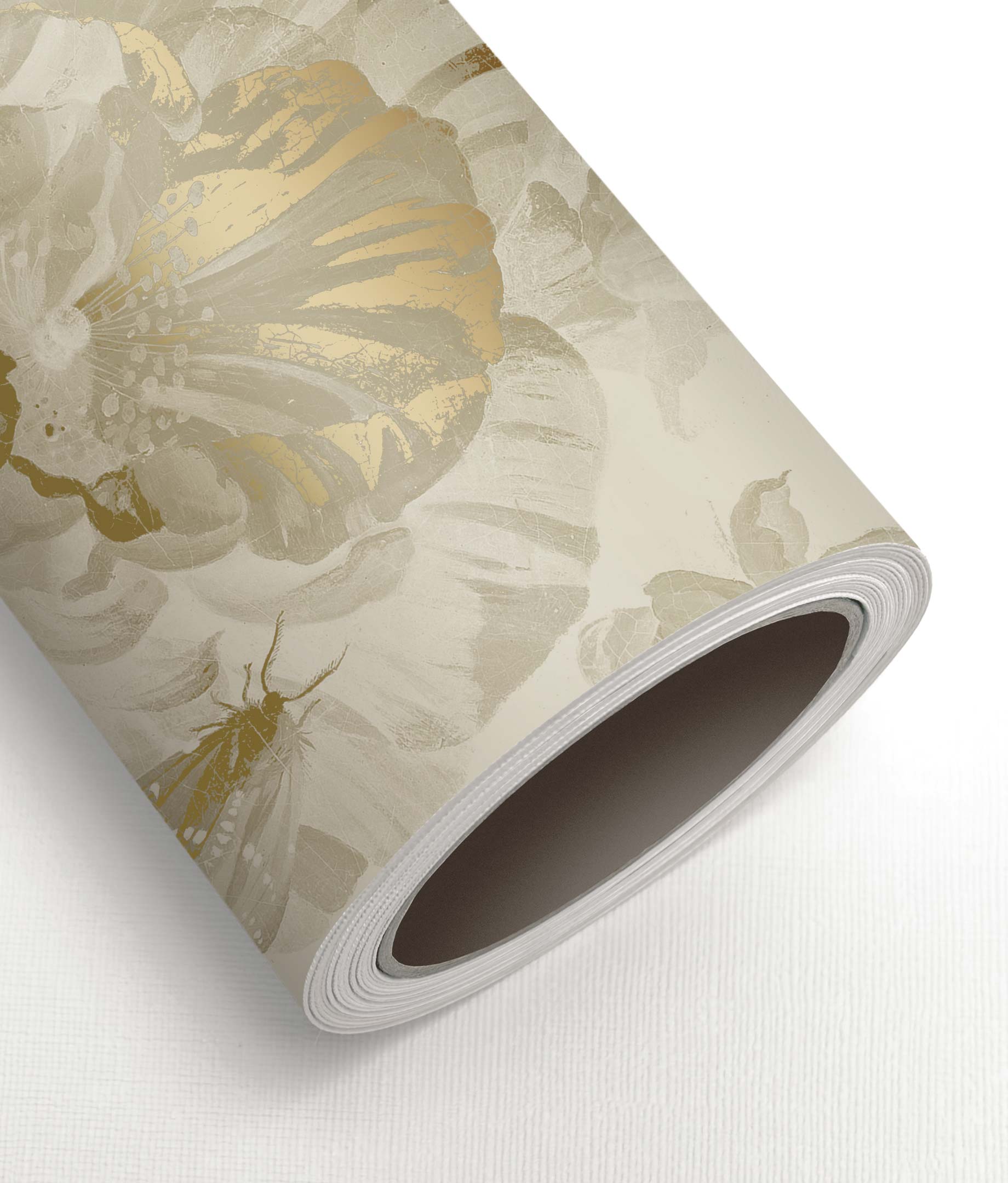 Blumentapete mit Gold, Golden Age Flowers, Gold/Sand