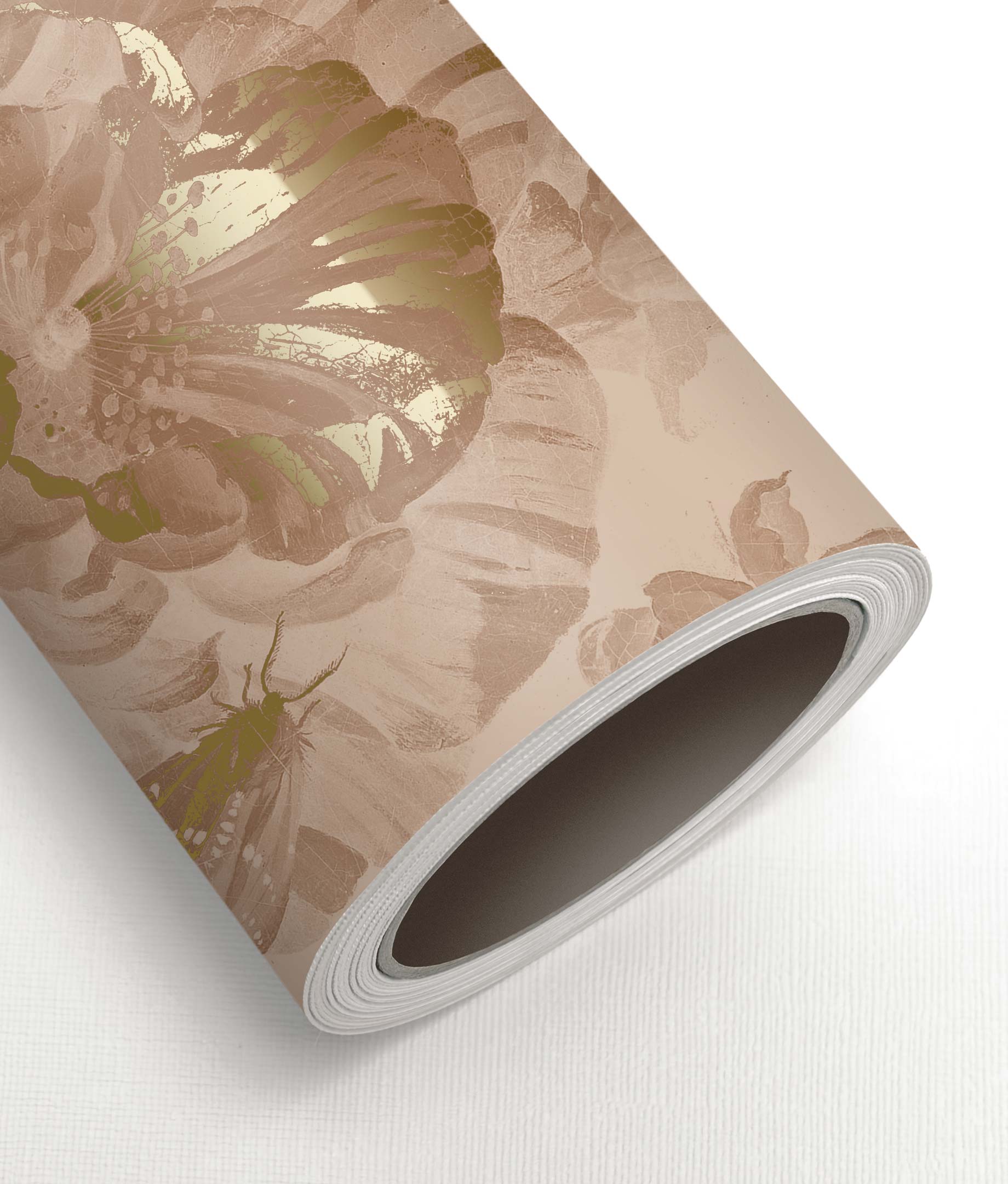 Blumentapete mit Gold, Golden Age Flowers, Gold/Nude