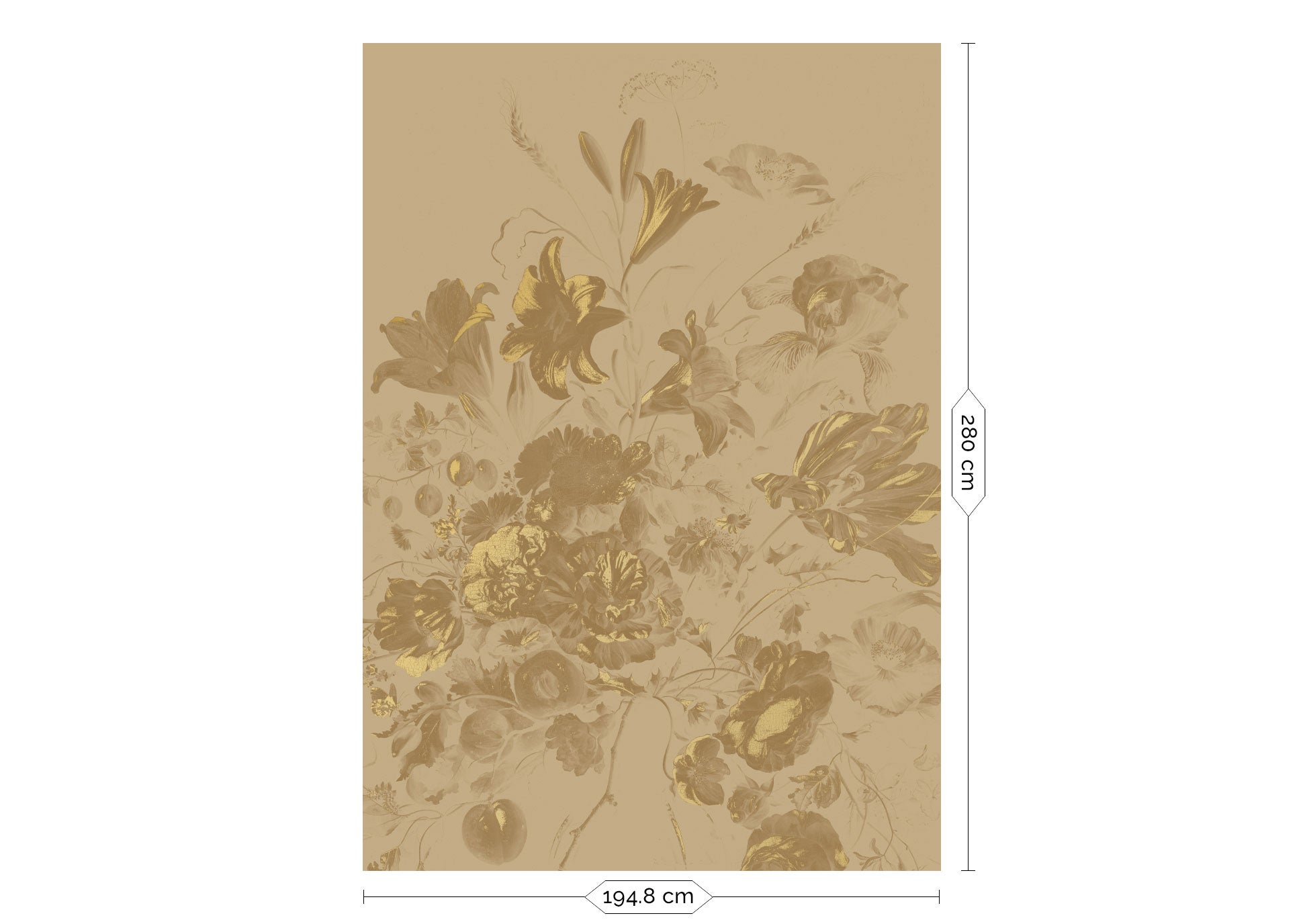 Blumentapete mit Gold, Golden Age Flowers, Gold/Toffee