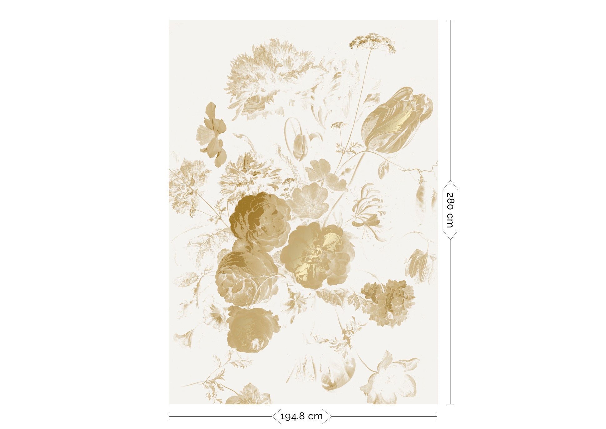 Blumentapete mit Gold, Golden Age Flowers, Gold/Toffee