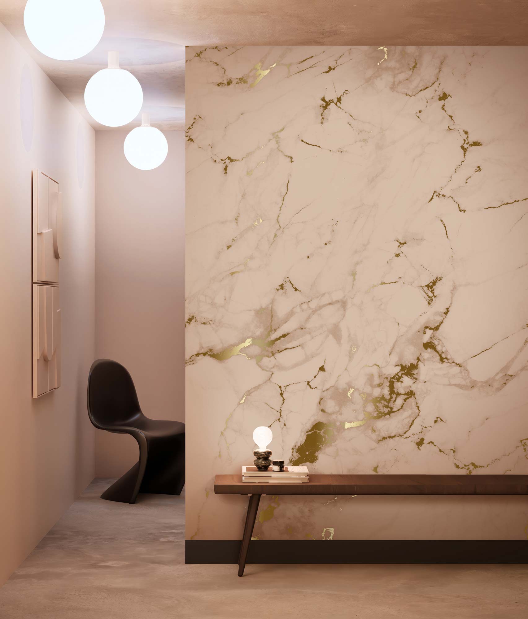 Gold marble wallpaper, Gold/Nude
