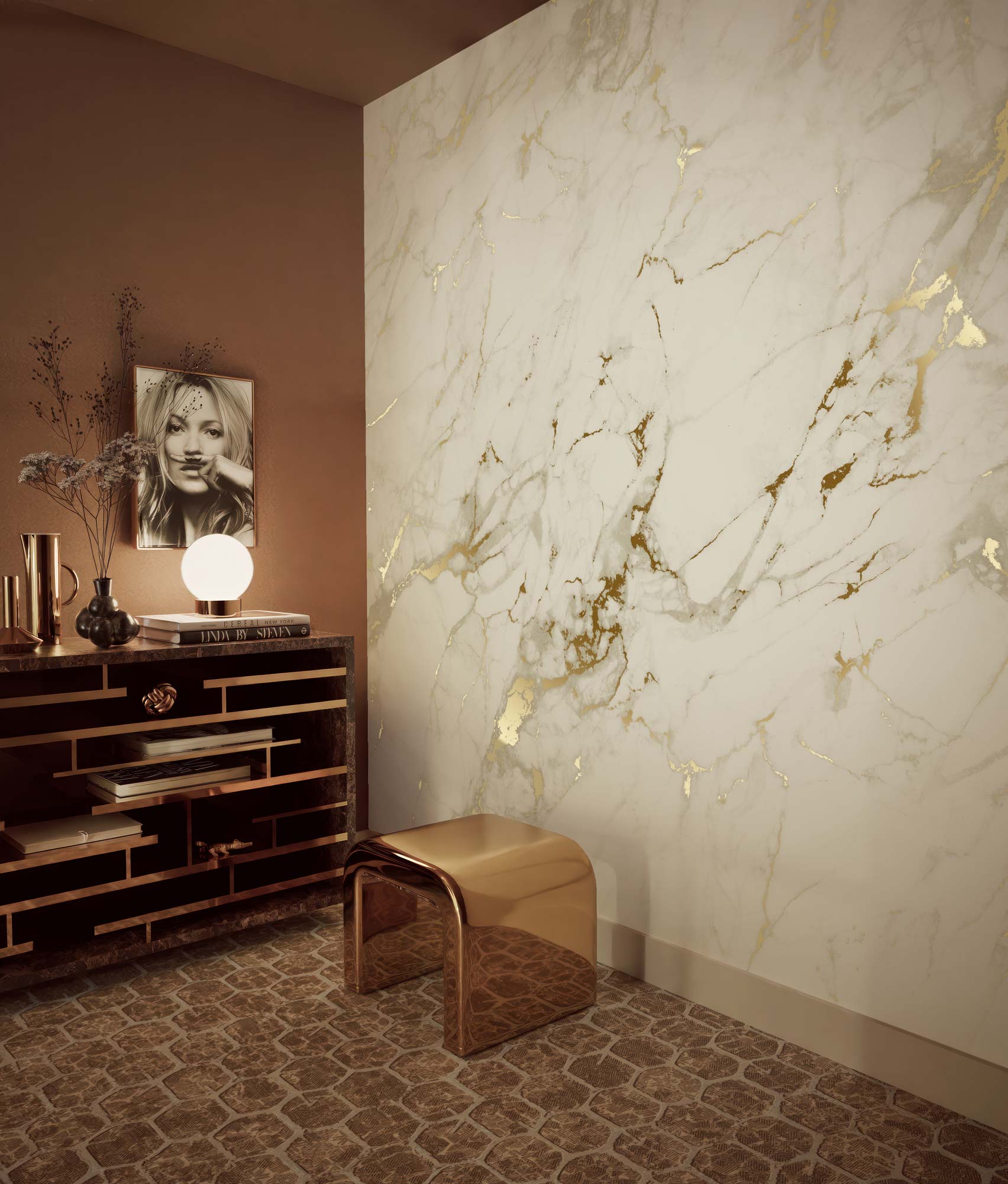 Gold marble wallpaper, Gold/Sand