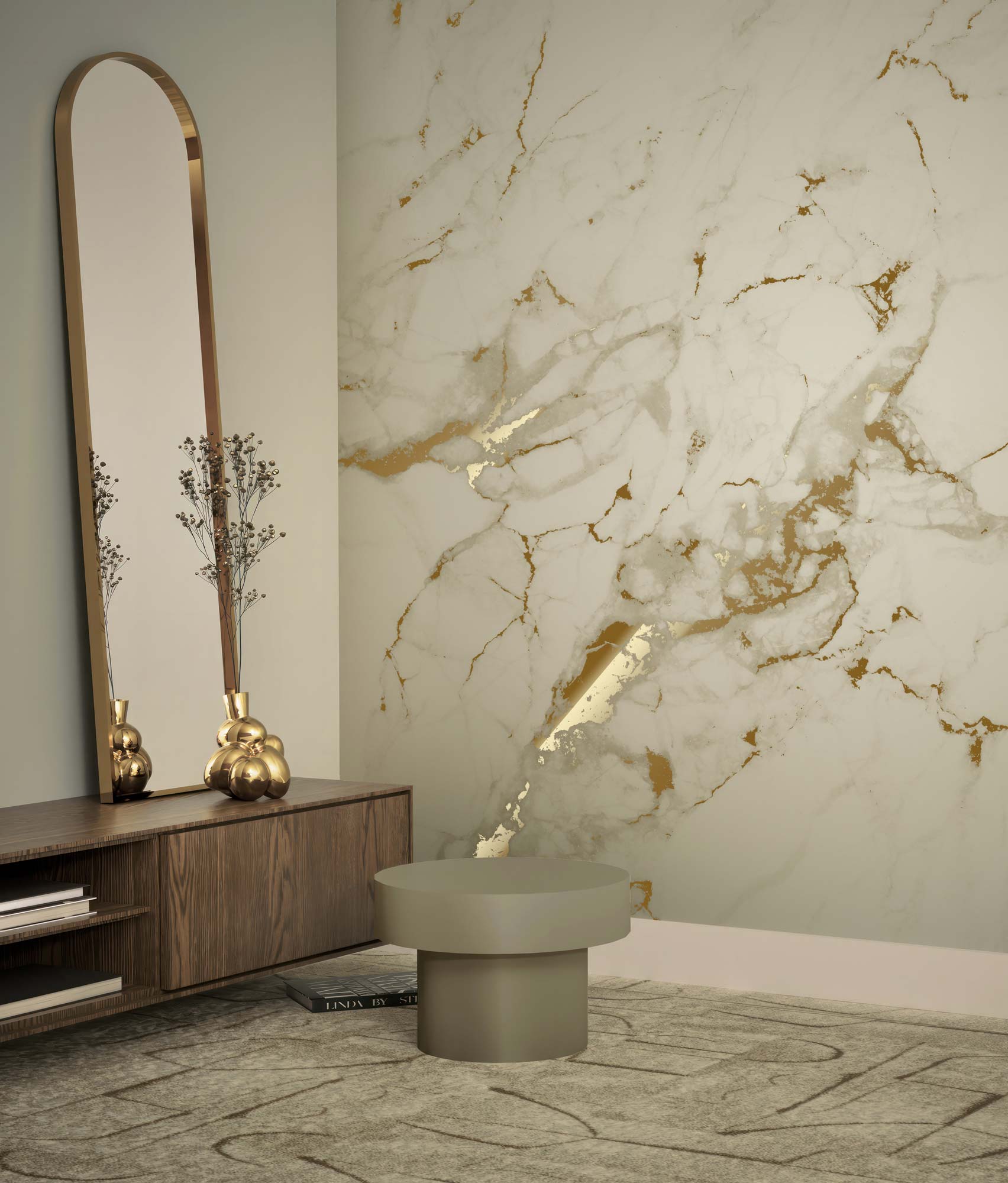 Gold marble wallpaper, Gold/Sand