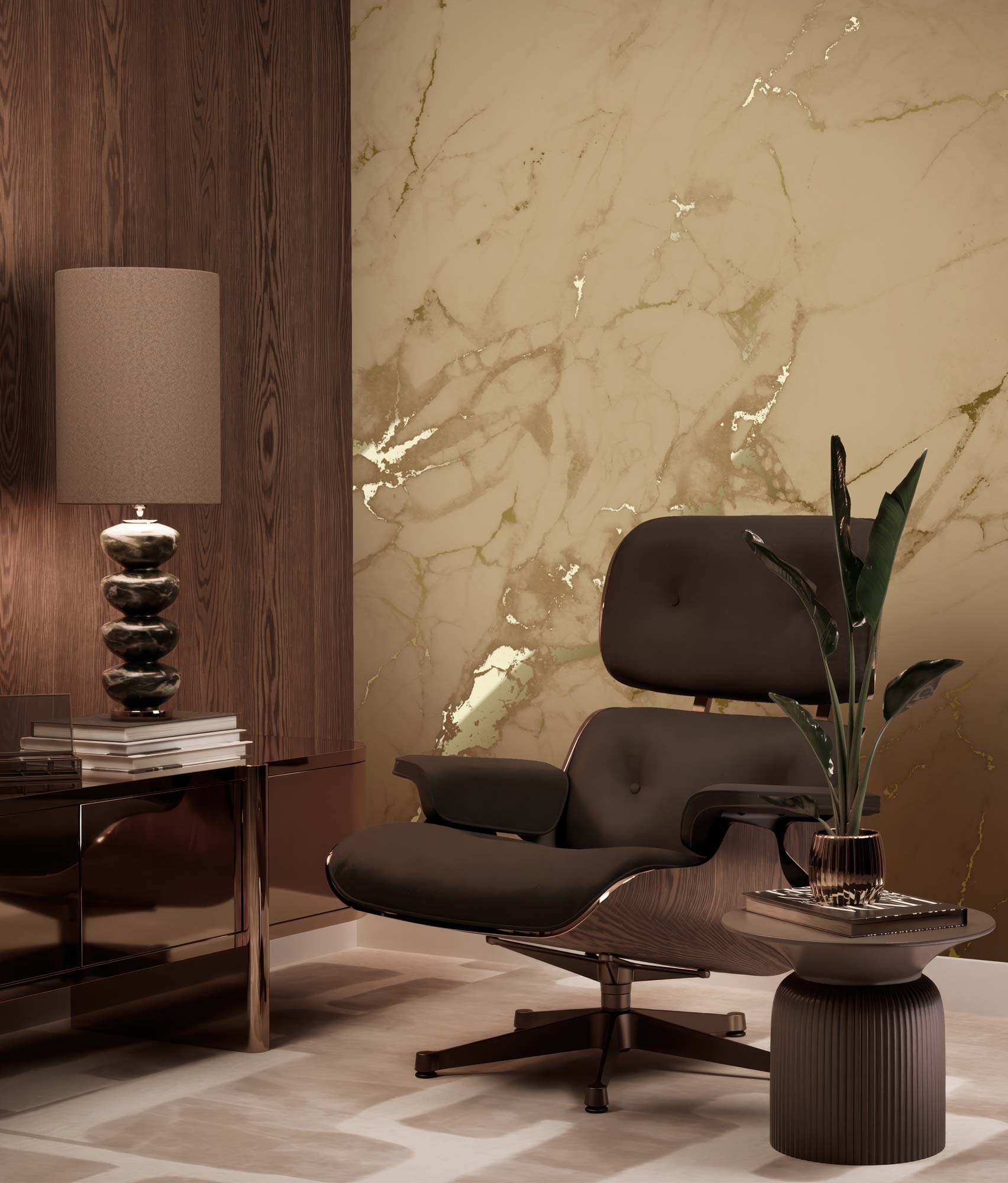 Gold marble wallpaper, Gold/Toffee