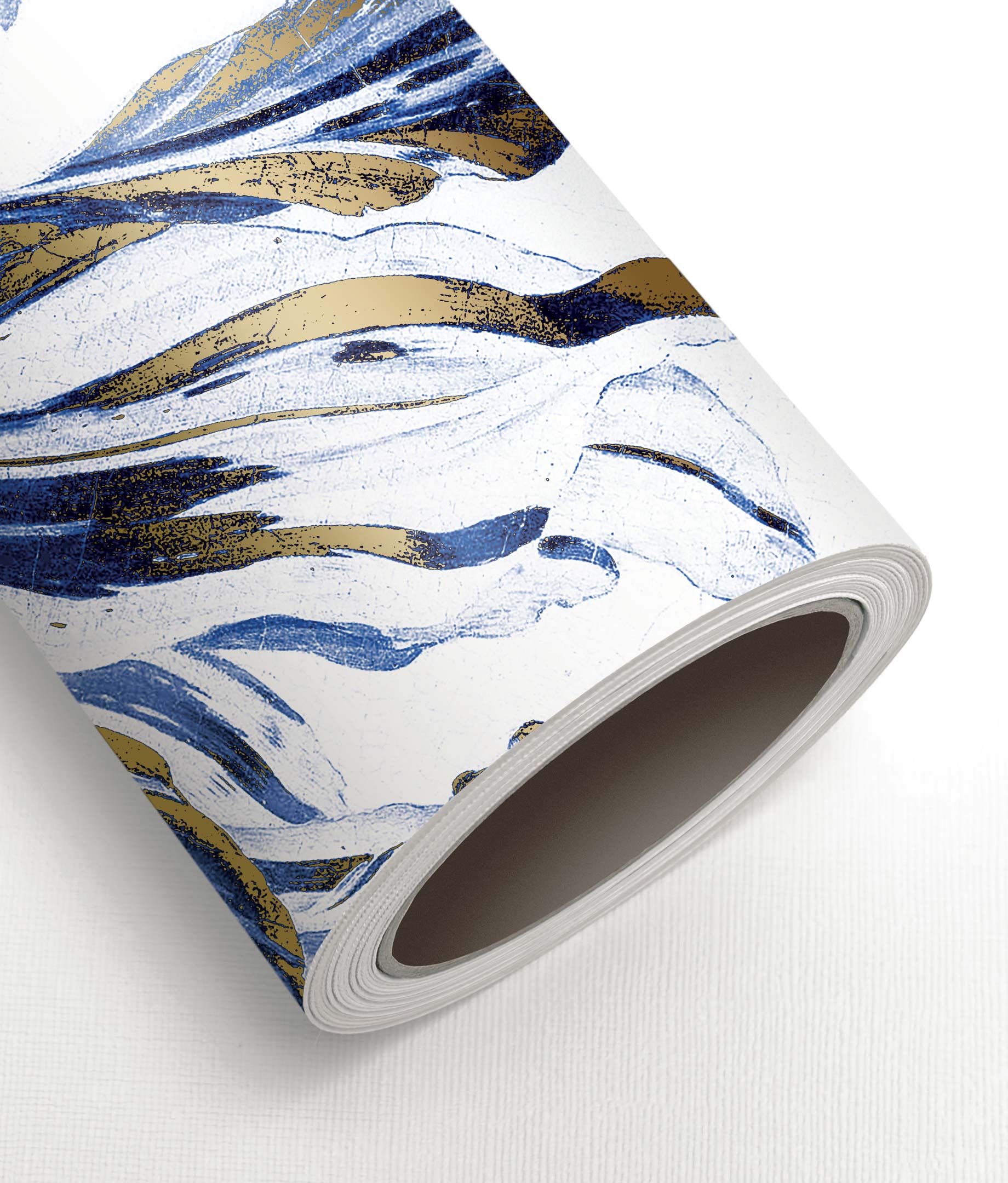 Papier peint floral avec or, Royal Blue Flowers, Or/Bleu