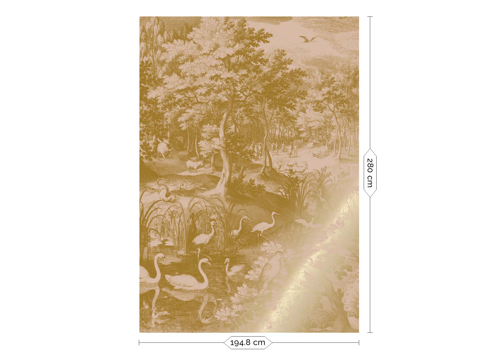 Landscape wallpaper with gold, Engraved Landscapes, Gold/Nude