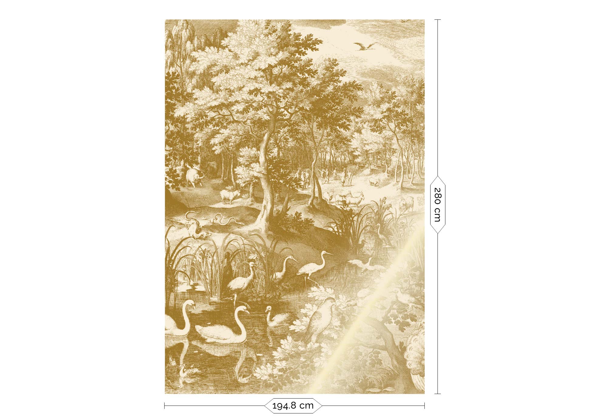 Landschaftstapete mit Gold, Engraved Landscapes, Gold/Beige