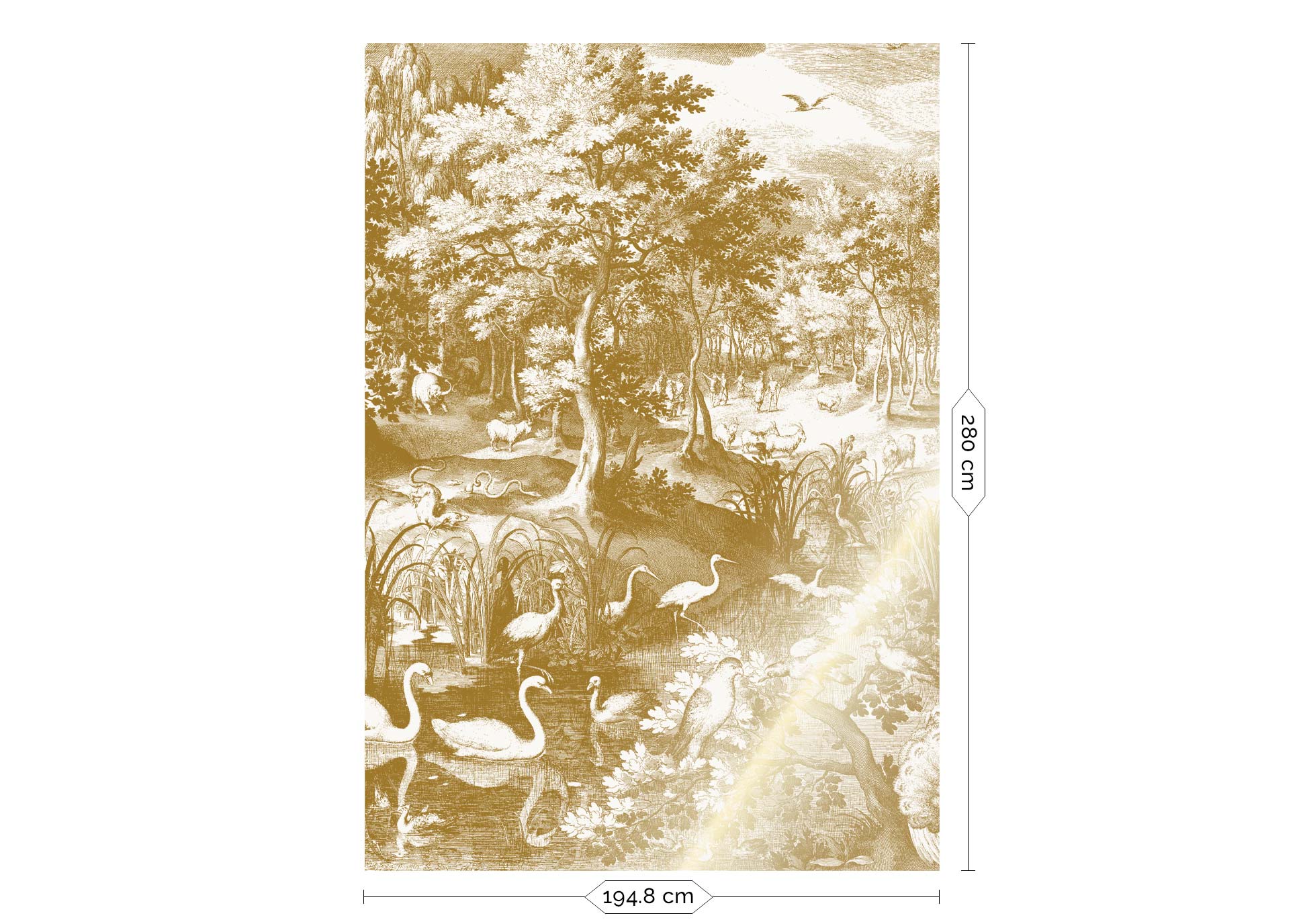 Landschap behang met goud, Engraved Landscapes, Goud/Wit