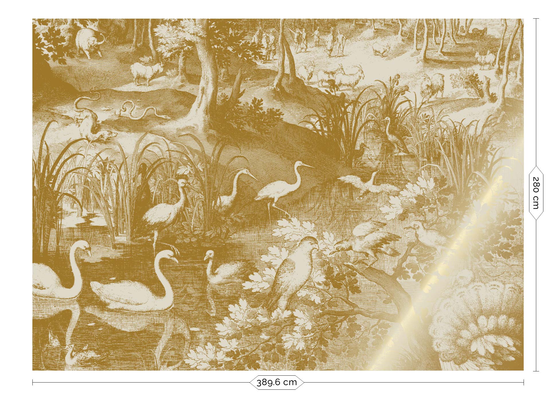 Papier peint paysage avec or, Engraved Landscapes, Or/Sable