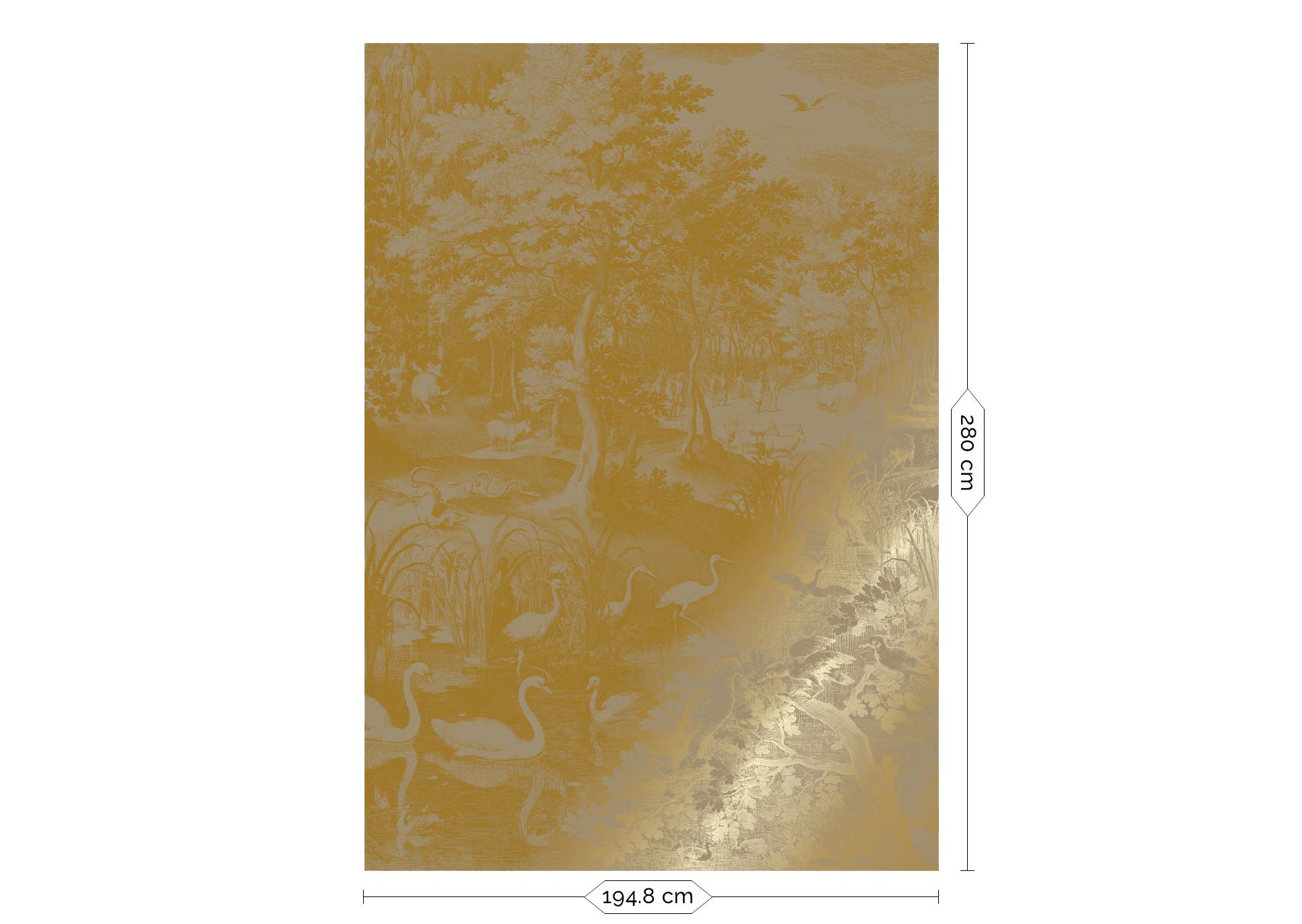 Landschap behang met goud, Engraved Landscapes, Goud/Taupe