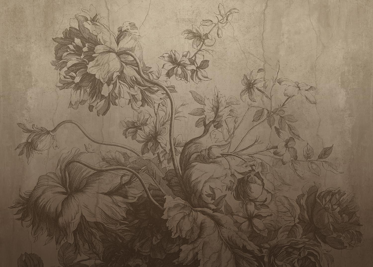 Gradient Flowers, Blumentapete von Frans Uyterlinde, Beige
