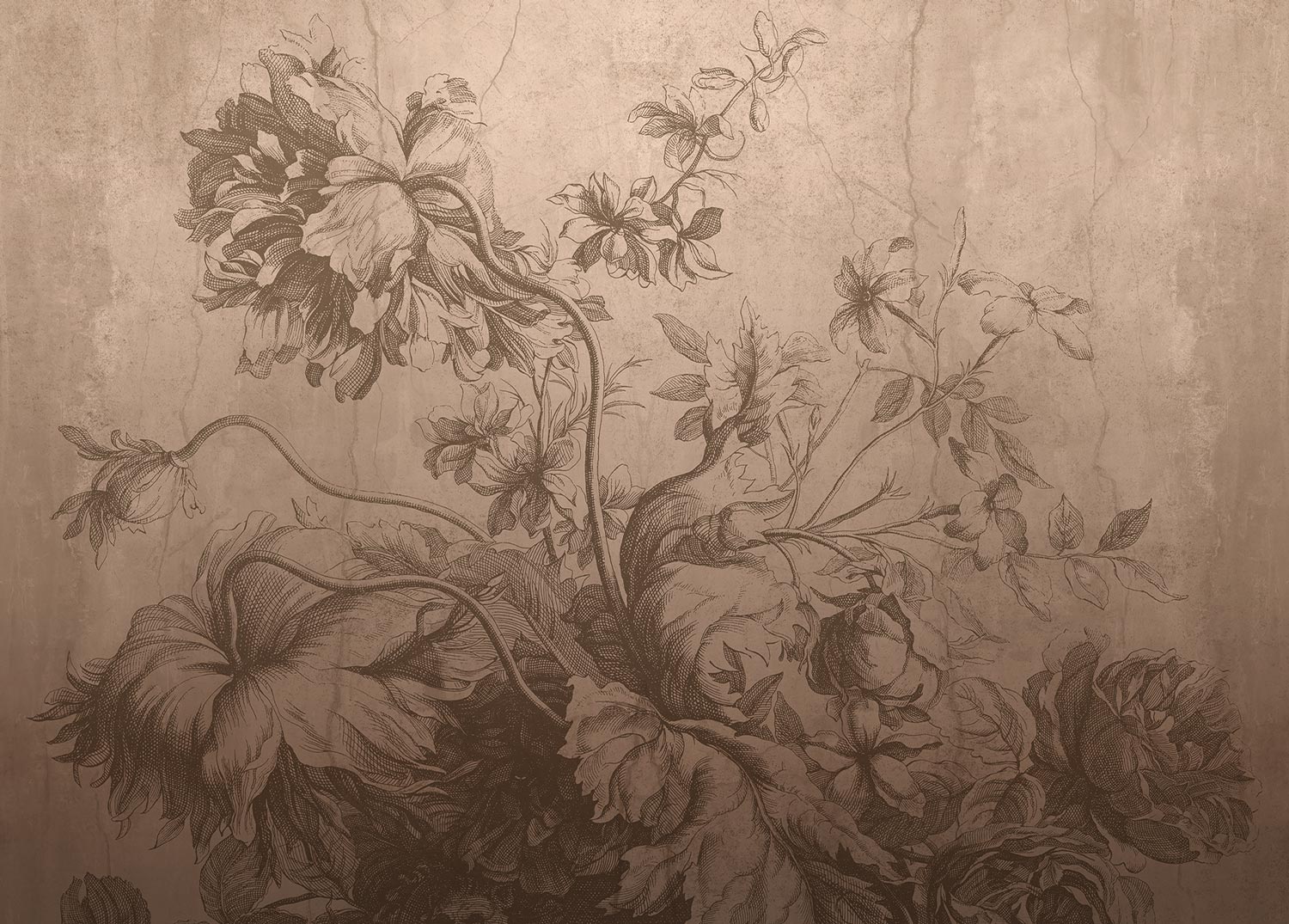 Bloemen behang met subtiel kleurverloop door Frans Uyterlinde, Gradient Flowers, Nude