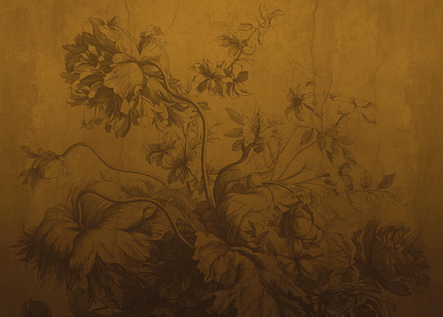 Gradient Flowers, Blumentapete von Frans Uyterlinde, Ocker
