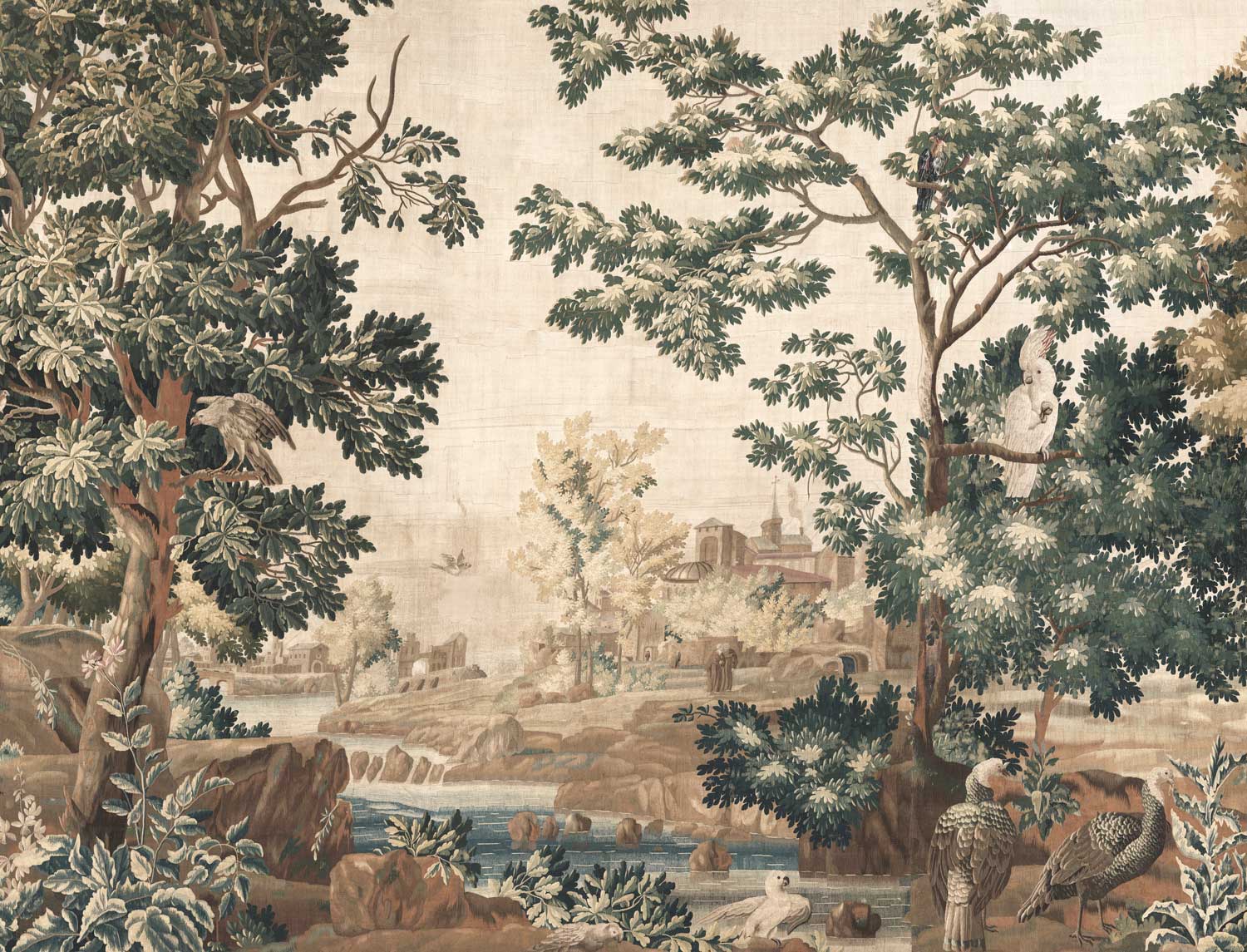 Linnen-look behang van vintage wandkleed, Landscape Tapestries