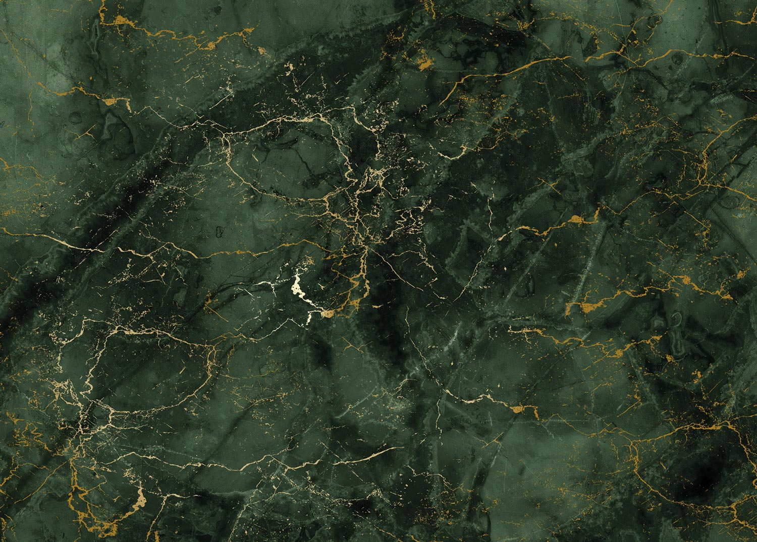 Papier peint marbre par Frans Uyterlinde, Or/Vert