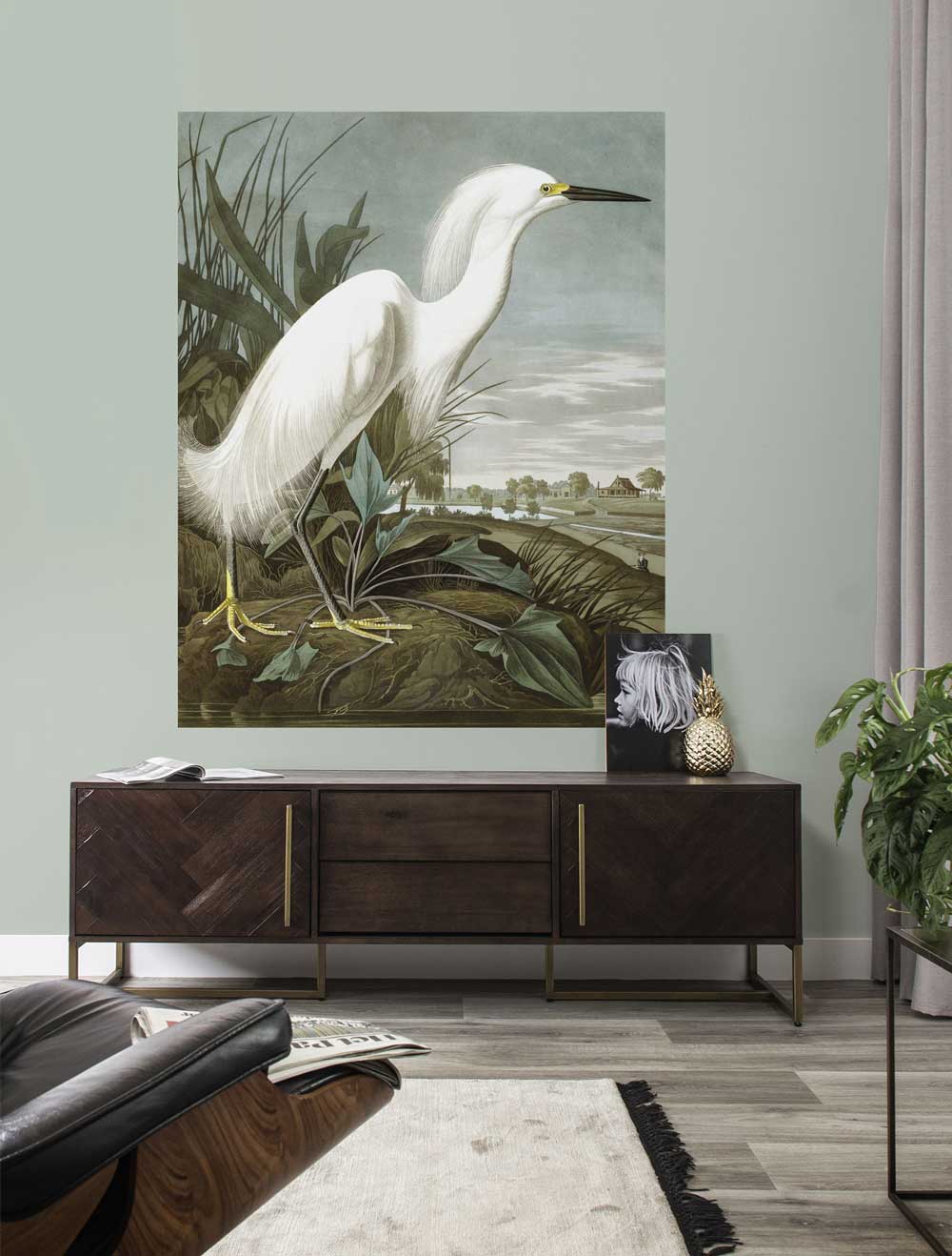 Wallpaper Panel Snowy Heron, 142.5 x 180 cm