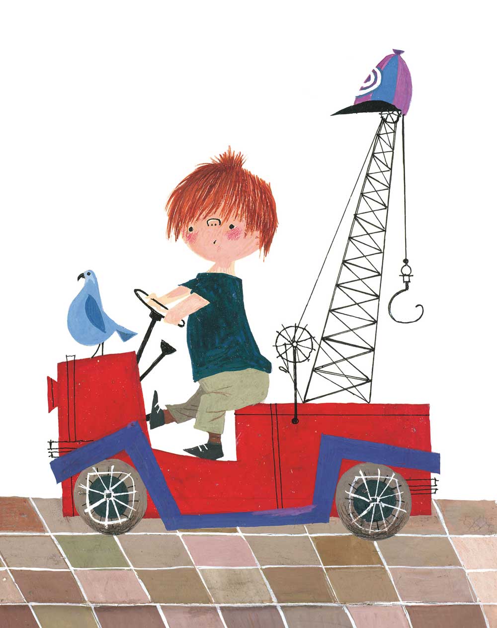 Wallpaper Panel Red Tow Truck, 142.5 x 180 cm