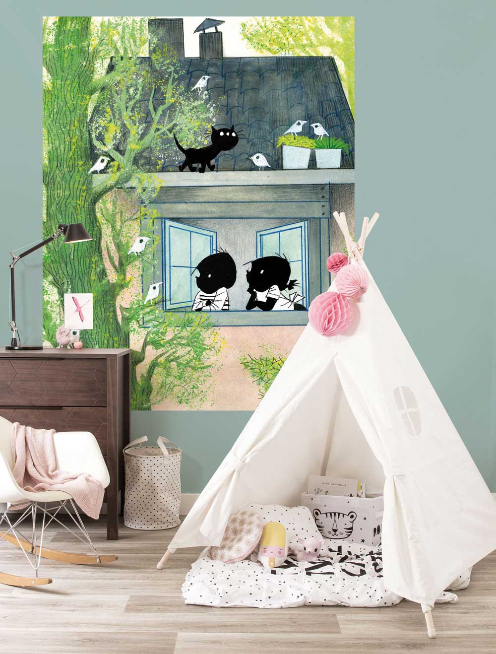 Wallpaper Panel Jip & Janneke, Birds, 142.5 x 180 cm