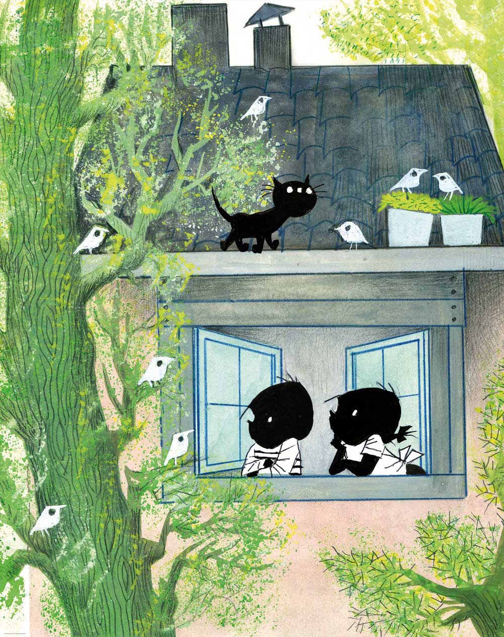 Wallpaper Panel Jip & Janneke, Birds, 142.5 x 180 cm