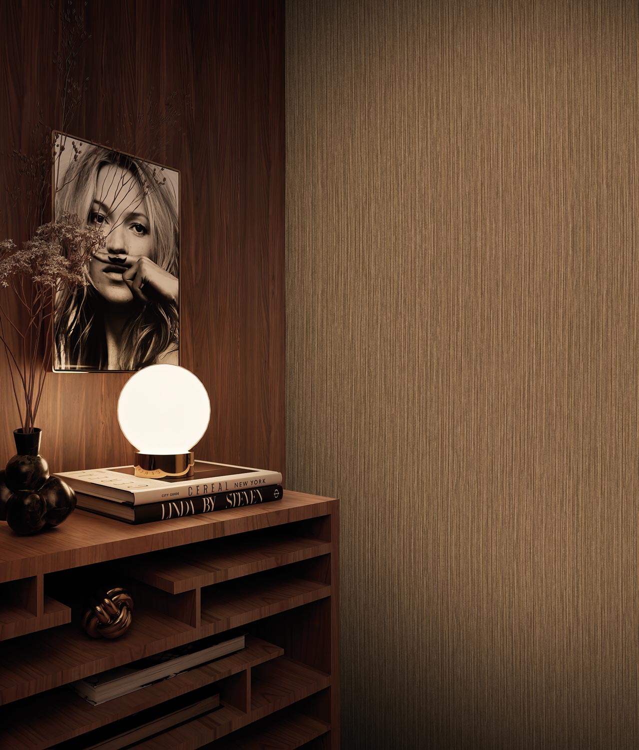 Afwasbaar effen behang met linnen look structuur, Natural Chique, Osaka, 53 x 1000 cm