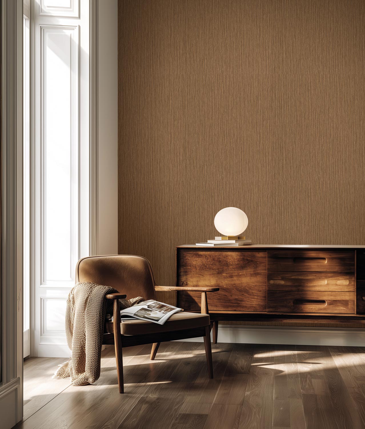 Afwasbaar effen behang met linnen look structuur, Natural Chique, Osaka, 53 x 1000 cm