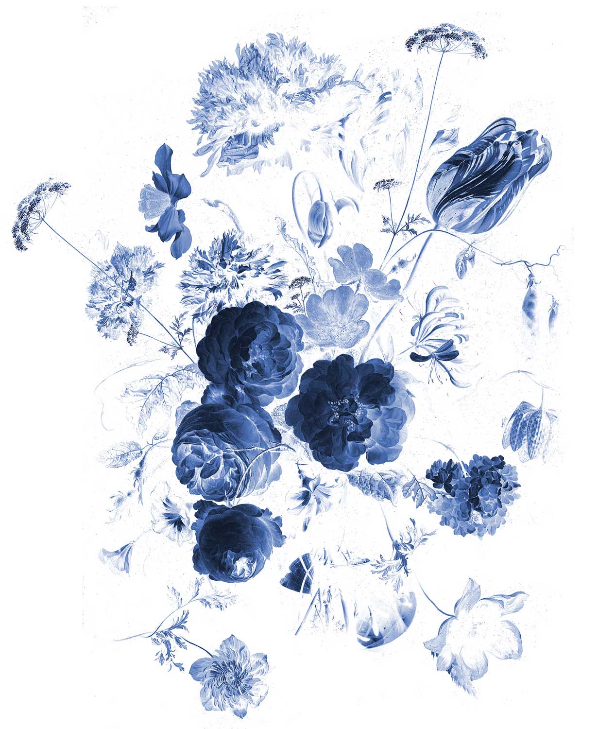 Blumentapete Royal Blue Flowers, Blau