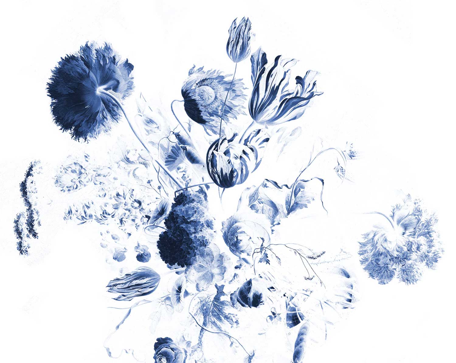 Blumentapete Royal Blue Flowers, Blau